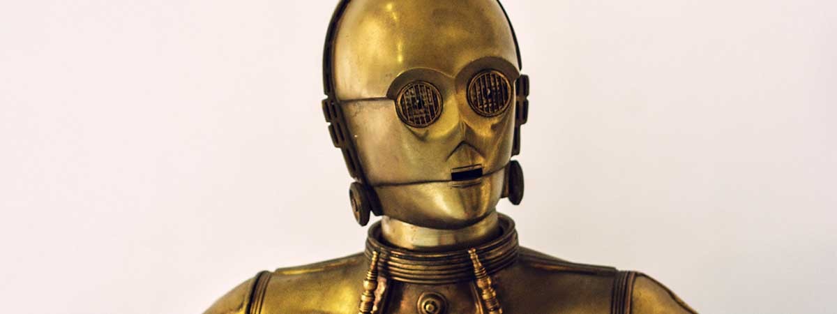 Goldener Roboter, der sprechen kann, C3PO.